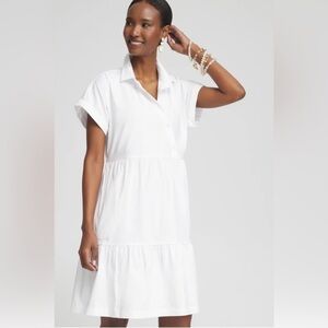 Chico's Poplin Diagonal Button Front Dress Alabaster New with Tags